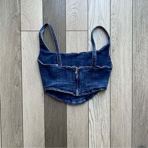 Zara Dark Blue Denim Top - Picture 3 of 5